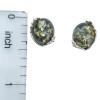 Green Amber Sterling Silver Flower Design Stud Earrings