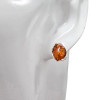 Cognac Amber Sterling Silver Flower Design Stud Earrings