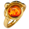Amber 14K Gold Plated Silver Ladybug Adjustable Ring