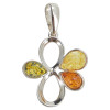 Multi-Color Amber Sterling Silver Flower Pendant