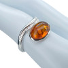 Cognac Amber Sterling Silver Adjustable Ring