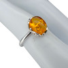 Cognac Amber Sterling Silver Adjustable Ring