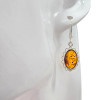 Cognac Amber Sterling Silver Hook Earrings