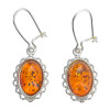Cognac Amber Sterling Silver Hook Earrings
