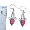 Faceted Composed Ruby Sterling Silver Hook Earrings