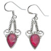 Faceted Composed Ruby Sterling Silver Hook Earrings