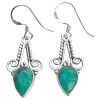 Faceted Composite Emerald Sterling Silver Hook Earrings
