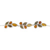 Multi-Color Amber Sterling Silver Leaf Design Link Bracelet