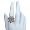 Cognac Amber Sterling Silver Spider on Web Adjustable Ring