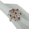Cognac Amber Sterling Silver Spider on Web Adjustable Ring
