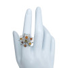 Multi-Color Amber Sterling Silver Spider on Web Adjustable Ring