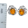 Cognac Amber Sterling Silver Stud Earrings