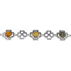Amber Sterling Silver Clover Design Link Bracelet