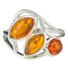 Cognac Amber Sterling Silver Ring