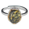 Green Amber Sterling Silver Ring