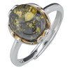 Green Amber Sterling Silver Ring