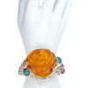 Amber, Turquoise & Amethyst Sterling Silver Rose & Spider Cuff Bracelet
