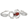 Cherry-Colored Amber Sterling Silver Spider Bracelet