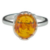 Cognac Amber Sterling Silver Adjustable Ring