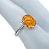 Cognac Amber Sterling Silver Adjustable Ring