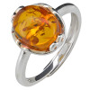 Cognac Amber Sterling Silver Adjustable Ring