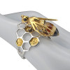 Multi-Color Amber 14K Gold-Plated Sterling Silver Bee Adjustable Ring