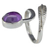 Amethyst Sterling Silver Adjustable Ring with Feather Design
