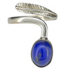 Lapis Sterling Silver Adjustable Ring with Feather Design