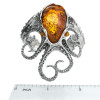 Cognac Amber Sterling Silver Octopus Cuff Bracelet