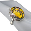 Sunflower And Ladybug Amber Cameo Adjustable Ring