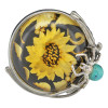 Sunflower And Spider Amber Silver Adjustable Ring