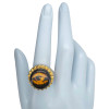 Amber Sterling Silver Evil Eye Cameo Ring