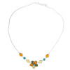 Multicolor Baltic Amber and Howlite Sterling Silver Necklace
