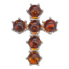 Cognac Amber Sterling Silver Cross Pendant