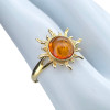 Cognac Amber 14K Gold-Plated Sterling Silver Sun Adjustable Ring