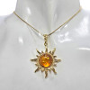 Cognac Amber 14K Gold-Plated Sterling Silver Sun Pendant