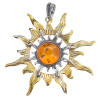 Cognac Amber 14K Gold-Plated Sterling Silver Sun Pendant