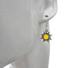 Sun Cognac Amber Silver Earrings On Hooks