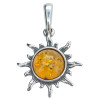 Cognac Amber Sterling Silver Sun Pendant