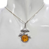 Amber Sterling Silver Mushrooms Pendant