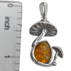 Amber Sterling Silver Mushroom Pendant