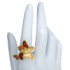Multi-Color Amber 14K Gold Plated Sterling Silver Butterfly Adjustable Ring