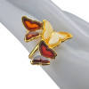 Multi-Color Amber 14K Gold Plated Sterling Silver Butterfly Adjustable Ring