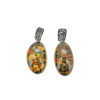 Green Amber Sterling Silver Design Pendant