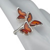 Cognac Amber Sterling Silver Butterfly Adjustable Ring