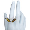 Cameo Amber Sterling Silver Bat Adjustable Ring