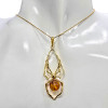 Amber 14K Gold-Plated Sterling Silver Spider Pendant