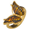 Monarch Butterfly Cameo Amber 14K Gold Plated Sterling Silver Adjustable Ring
