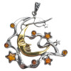 Amber 14K Gold Plated Sterling Silver Planet, Moon & Star Pendant