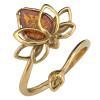 Amber 14K Gold Plated Sterling Silver Lotus Adjustable Ring